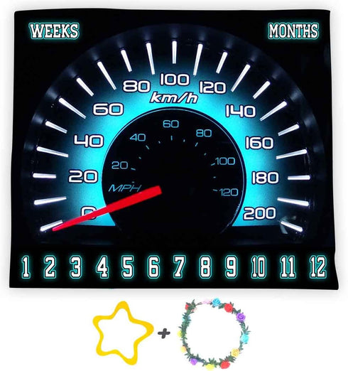 Racing Car Baby Monthly Milestone Blanket, Rally Speedometer,48x40in Soft Flannel, Newborn Mom Gifts, Baby Shower Age Growth Tracker with Bonus Ma...